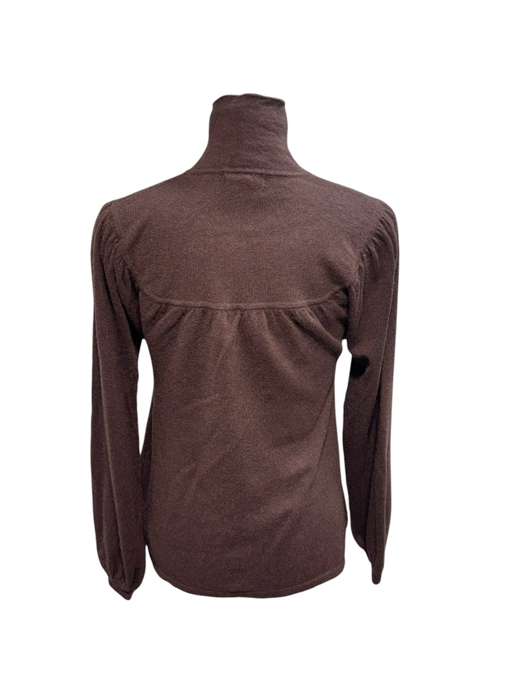 VTG Kenar 100% Cashmere Open Front Mock Neck Button Sweater Cardigan Chocolate M - Picture 5 of 11